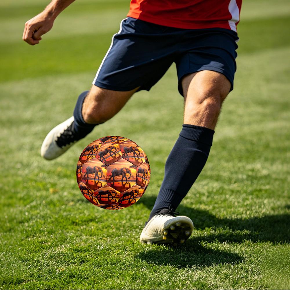1pc African Sunset Elephant Size 5 Soccer Ball Professional Match Training Football Indoor &Outdoor Sports Ball Lightweight Durable c6568