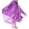 Women Chiffon Skirt Elastic Waist Multi-Layered Mesh Folk Dance Skirt Sequins Decor Large Hem Stage Performance Skirt