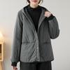 Woman Winter Korean Hooded Vintage Casual Parkas Solid Color Single Breasted Long Sleeves Casual Parkas