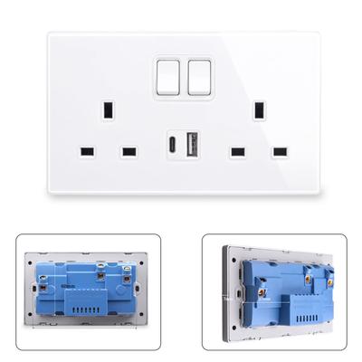 С 2 USB-портами для зарядки, двойной розеткой, 13 А, 20 Вт, быстрая зарядка