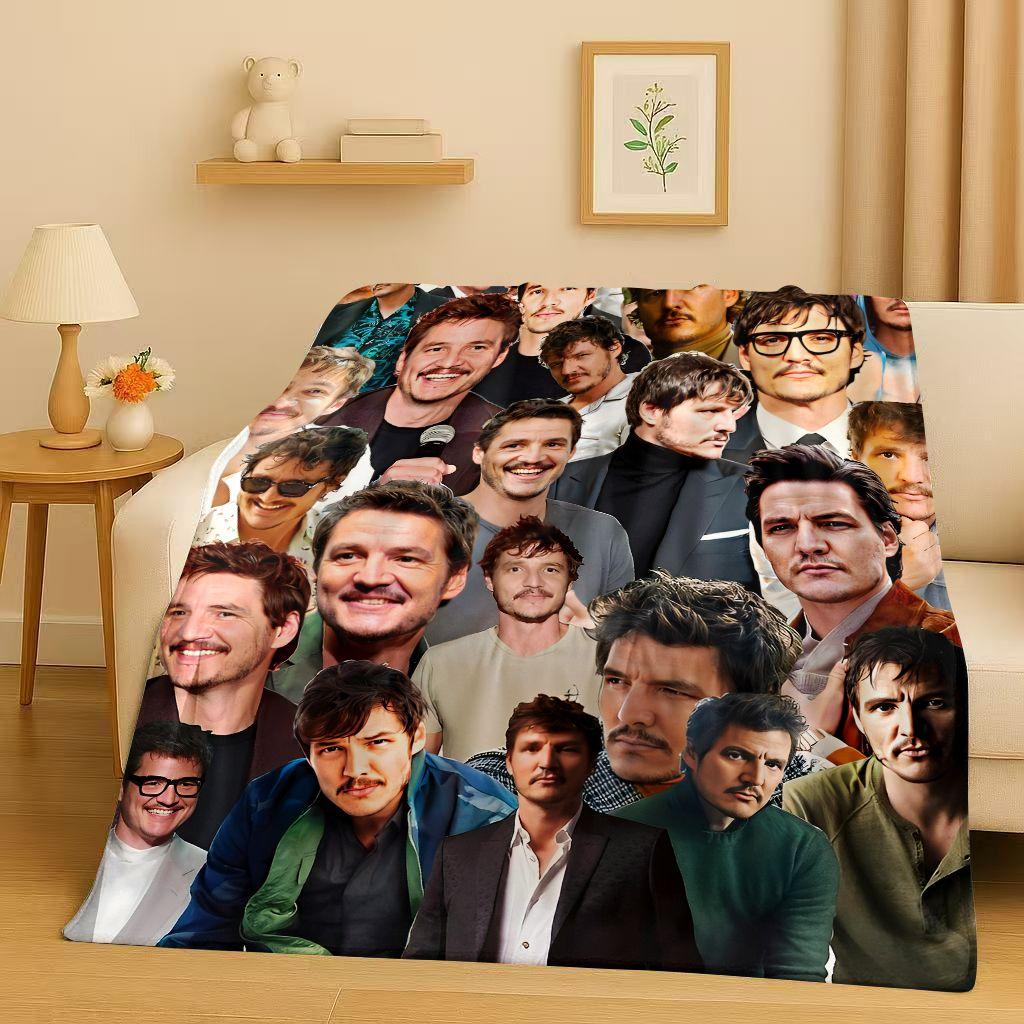 3D Pedro Pascal Handsome Actor Flannel Blanket,Ultra Soft Warm Plush Throw for Home Bedroom Bed Sofa Cover Kids Picnic Gift