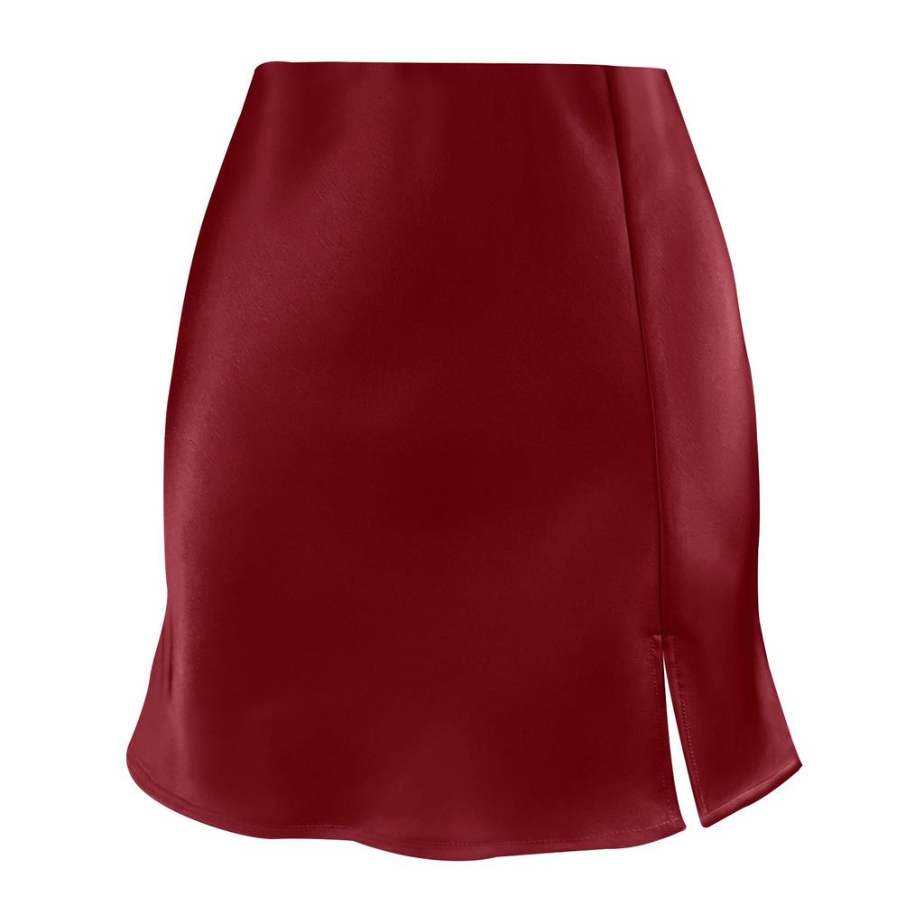 Women's Skirt Skirt High Waist Zipper Satin Ribbon Lined Skirt Skirt
