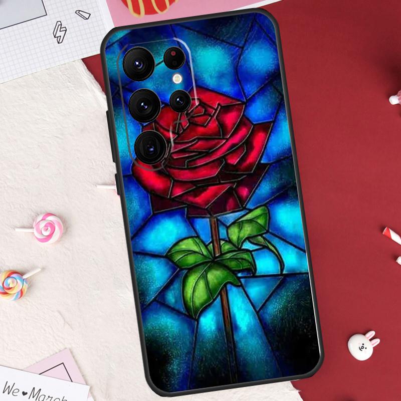 Stained Glass Rose Galaxys Case For Samsung Galaxy S24 FE S20 FE S21 S22 S23 S25 S26 Ultra S10 Plus S25 FE Cover Shell