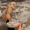 Модные богемные сандалии на танкетке с кисточками для женщин Лето 2025 Принтованные плетеные сандалии-гладиаторы Женские сандалии на массивной платформе Sandalias Mujer