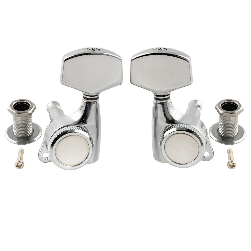 Musiclily Pro L3R3 Locking Tuners for Electric and Acoustic Guitars, with Chrome Large Hex Buttons