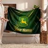 John Deere Flannel Blanket, Custom Name Text Personalized Soft Throw Blanket Home Decor Gift