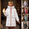 Winter Down Coat Thickened Padded Plush Hood Big Pockets Mid Length Windproof Long