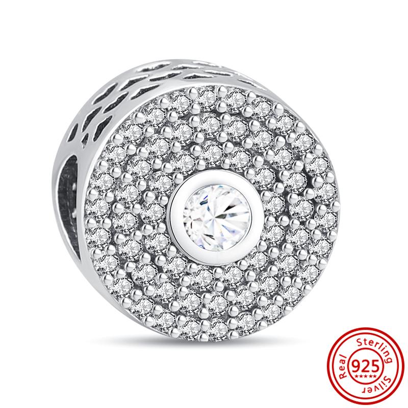 Медь 925 пробы Прозрачный циркон Снежинка Гербарий Крылья ангела и Сердце Сверкающие бусины Подходят для оригинального браслета Pantaro с шармами DIY Циркон