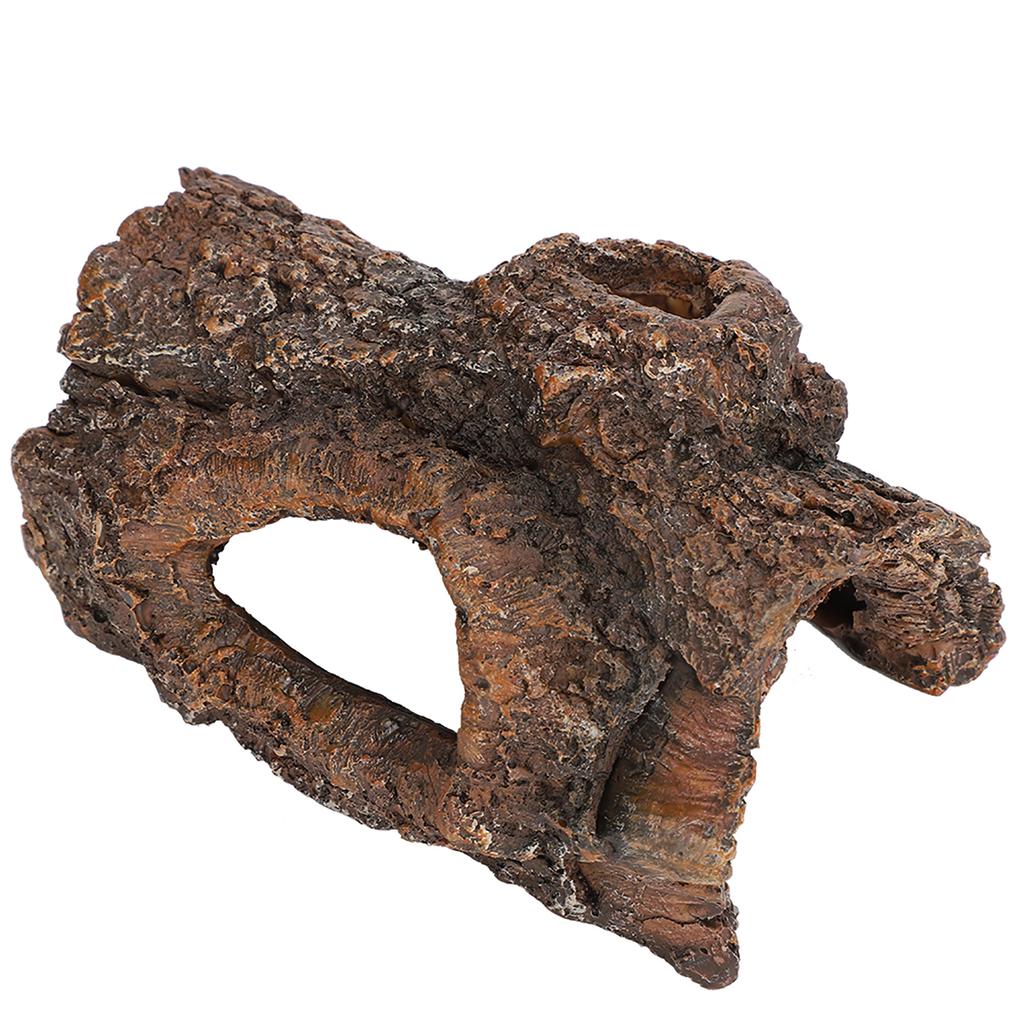 Resin Reptile Hide Cave Simulation Tree Bark Shaped Amphibians Reptile Hide Caves Landscape for Scorpion Lizard 13x7.5x5cm