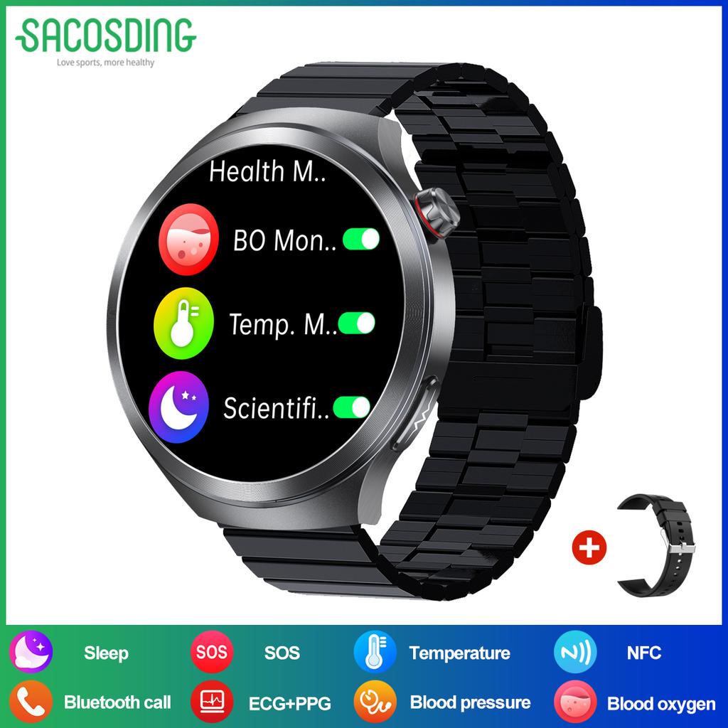 SACOSDING 2025 New AI Diagnosis ECG+PPG Smart Watch Blood Pressure Body Temperature Men Bluetooth Call Health Smartwatch
