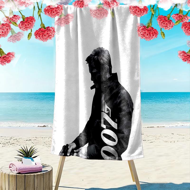 007 Print Beach Towel Large Soft Quick Dry Towel For Beach Camping Swimming