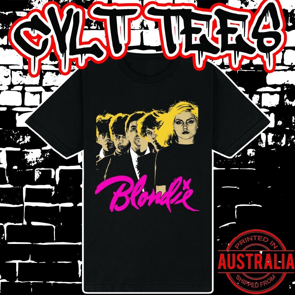 Футболка с логотипом группы Blondie ~ Премиум Черная Хлопковая Унисекс Футболка Gildan