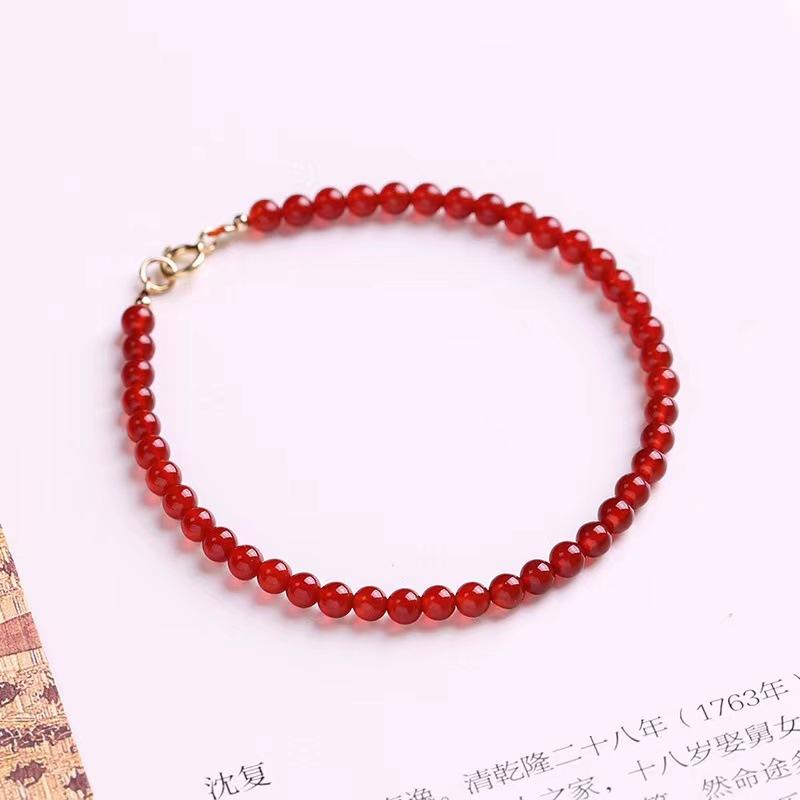 Natural Agate Bracelet Women'S 4mm Ultra-Fine 3mm Bracelet Fashion Women Daily Jewelry Lucky Gift