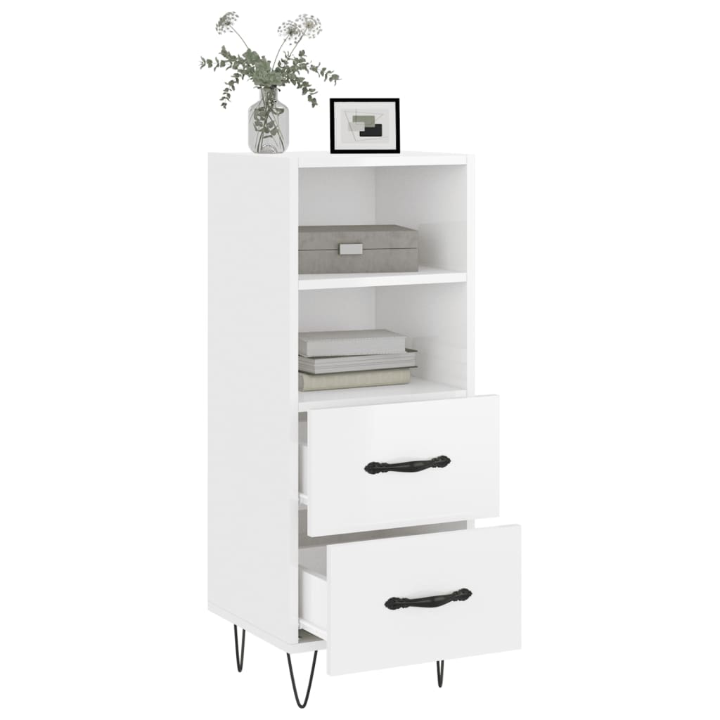 Sideboard High Gloss White 34.5 x 34 x 90 cm Engineered Wood