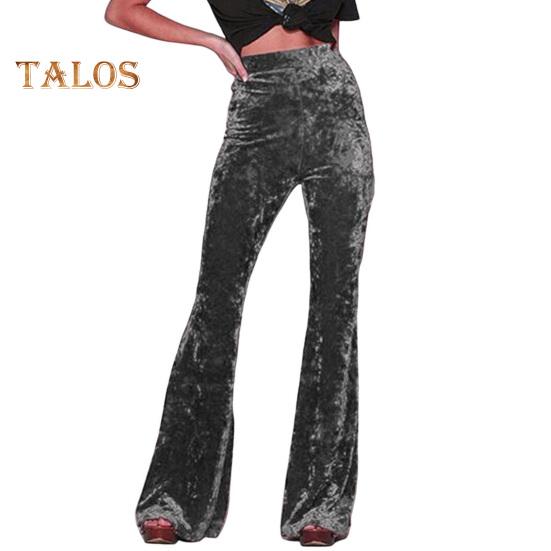 Женские расклешенные брюки, эластичные, с высокой талией, однотонные, широкие брюки, приподнятые до бедер, бархатные, рабочие брюки для отдыха, повседневная одежда