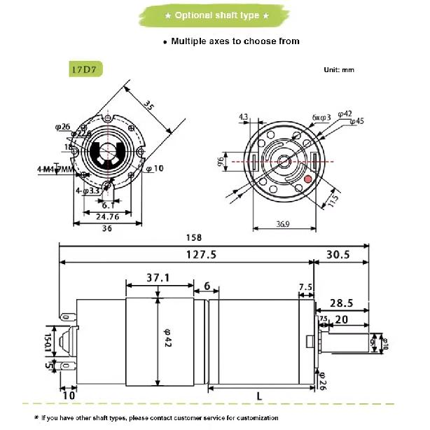 Max 200KG 42GP-775 Metal Planetary Geared DC Motor 12V~24V/1351RPM~7RPM High Torque and Forward/Reverse PWM Speed Regulation