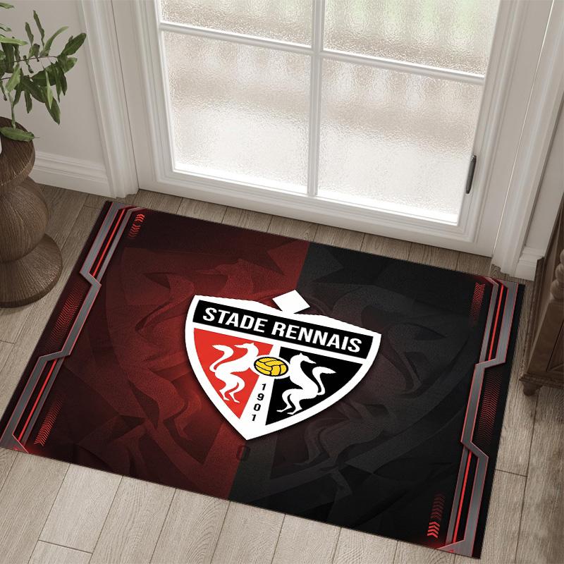 Stade Rennais FC Design Crystal Velvet Carpet Cozy Non?Slip Printed Rug For Bedroom Living Room Entrance