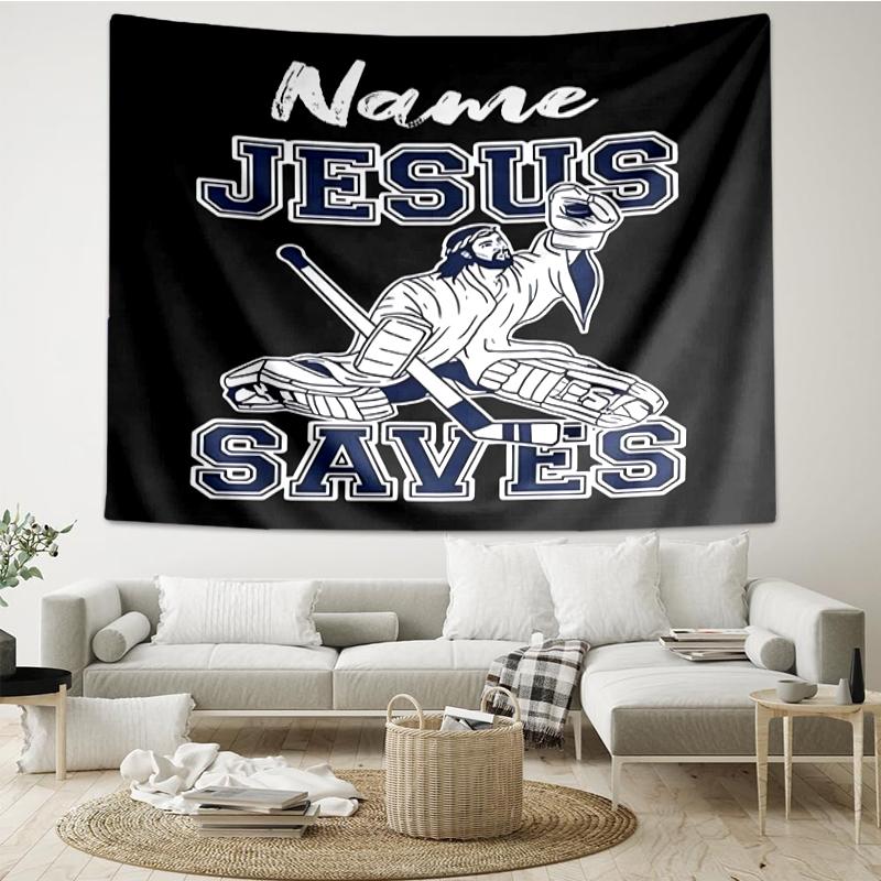 Custom Name ice hockey Print Tapestry, Backdrop, Easy Setup, Ideal for Bedroom, Office & Living Room, with Aesthetic Wall Hanging Decor.