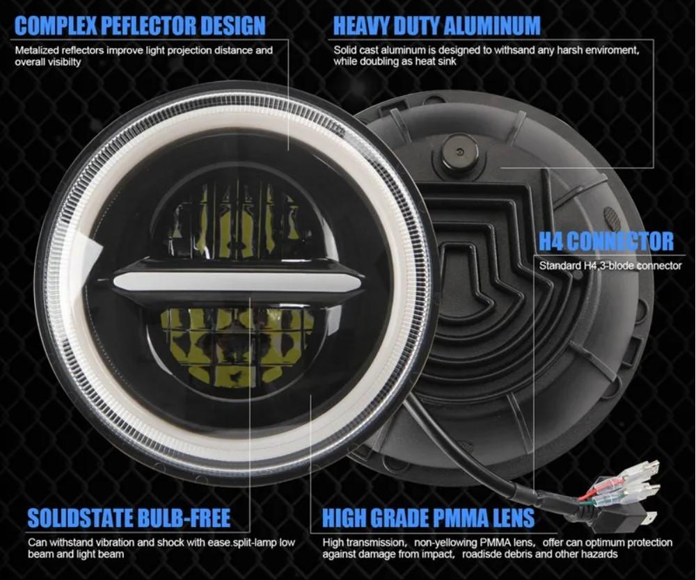 1 шт. Передняя фара 7" Full LED Q, 12 В для бездорожья
