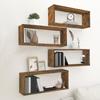 VidaXL Cube Wall Shelves 4 Pcs Smoked Oak 60x15x23 Cm Wood 815925
