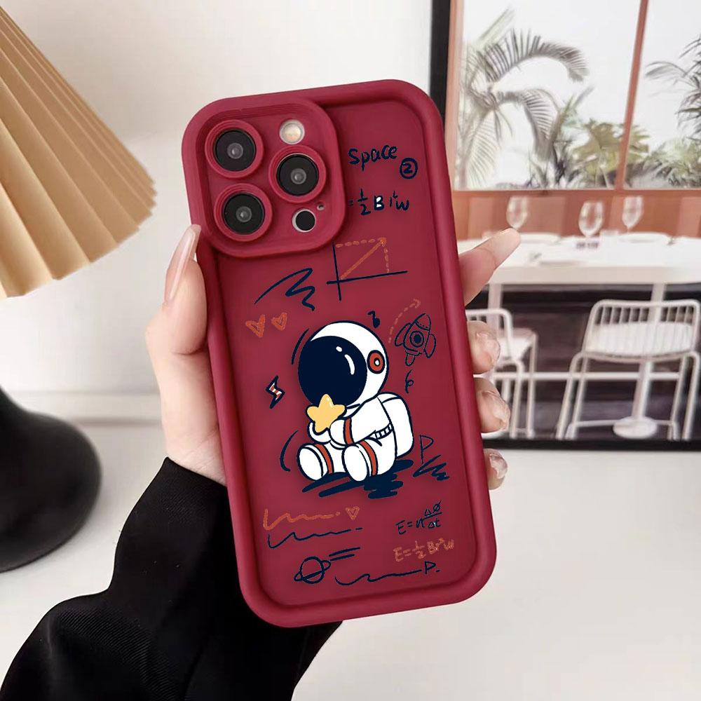 Мультяшный Чехол Астронавт Космос Для Телефона iPhone Apple 17 AIR 16 16E 11 12 13 14 15 XR Plus Pro Max Чехол Своими Руками TPU Ударопрочный Чехол