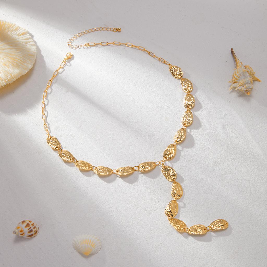 Неправильная барочная Y-образная ключичная цепочка, ожерелье с кулоном в виде плоской капли воды, женское