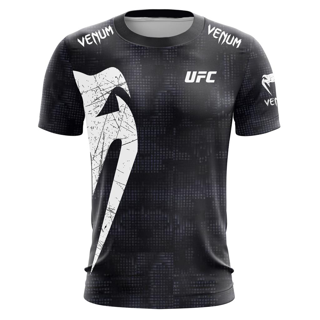 Модная черная белая мужская футболка UFC Летняя Повседневная С круглым вырезом С коротким рукавом 3D-принт Топ для Бокса Фитнес-тренировок