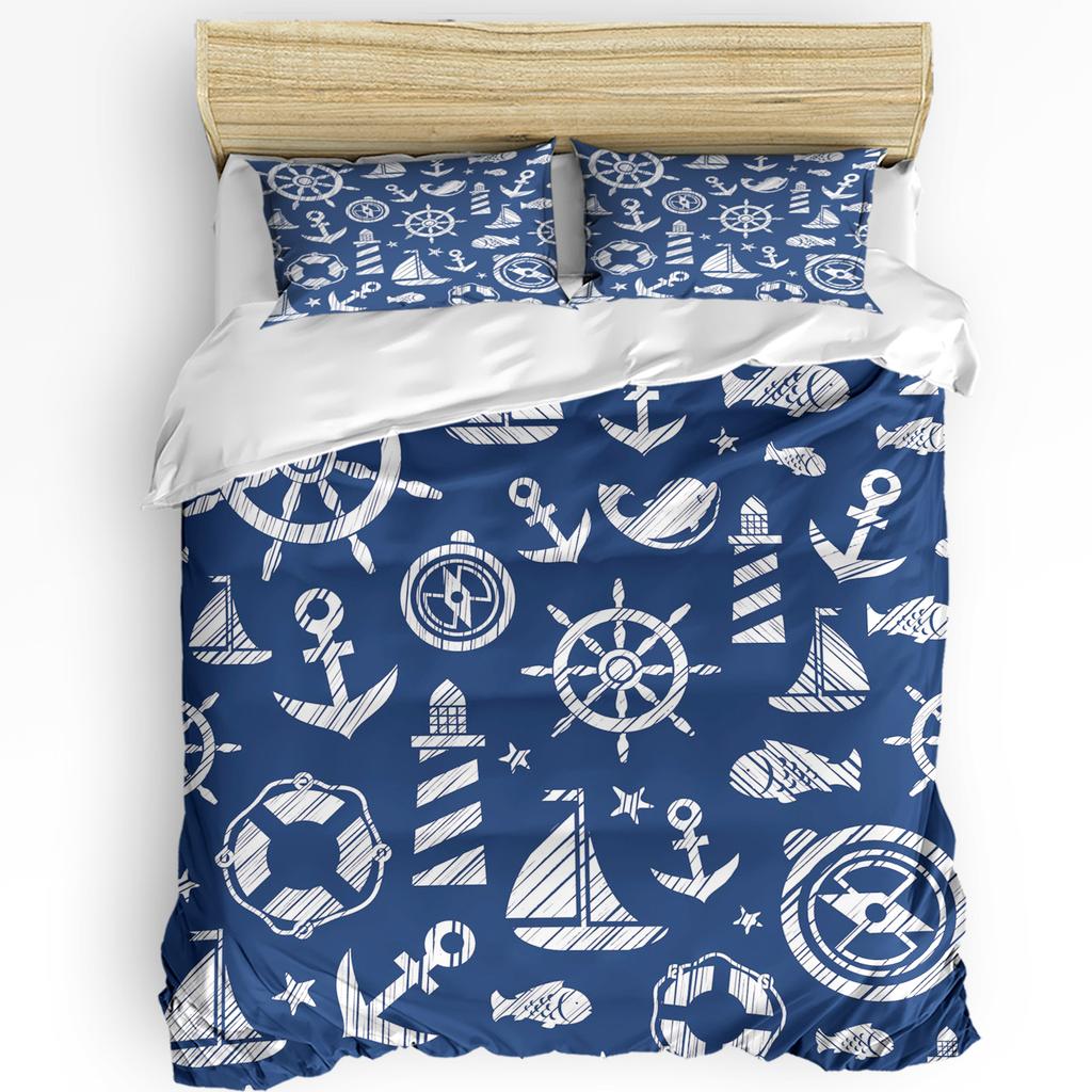 Beach Boat Houses Printed Comfort Duvet Cover Pillow Case Home Textile Quilt Cover Boy Kid Teen Girl Luxury 3pcs Bedding Set