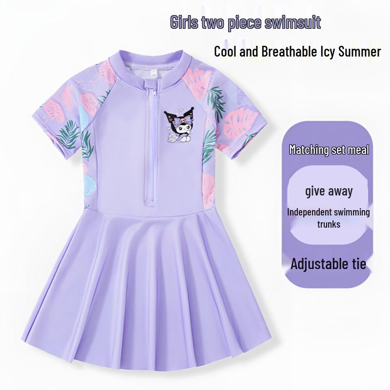 2024 Девочки Цельный Купальник-Юбка - Летняя Купальная Одежда для Детей в Размерах S, M и L