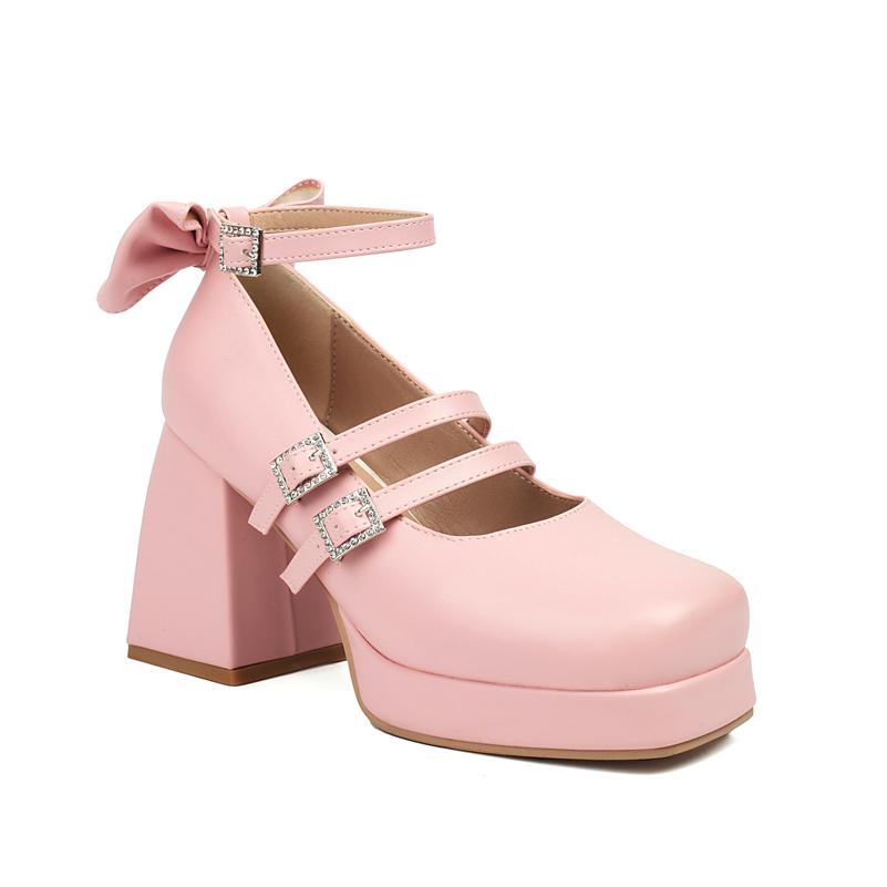 ANNYMOLI, женские туфли-лодочки Мэри Джейн, туфли-лодочки с квадратным носком, высокие каблуки, пряжка, бант, ремешок на щиколотке, перчатки, туфли, женская модная обувь, весна-осень 46