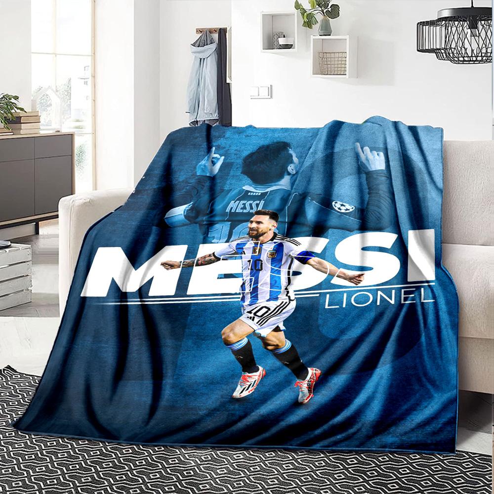 Football Messi Blanket Comfortable Perfect for Picnics Couch Bed for All Seasons Playful Design Birthday Christmas Gift Blanket