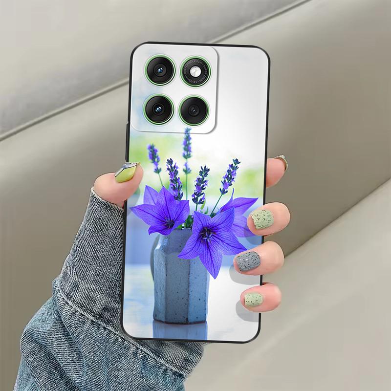 Чехол для Motorola Moto Edge 60 Мягкий ТПУ Силиконовый Черный Чехол для Moto Edge 60s edge60 Pro Роскошный Цветочный Защитный Чехол Сумки