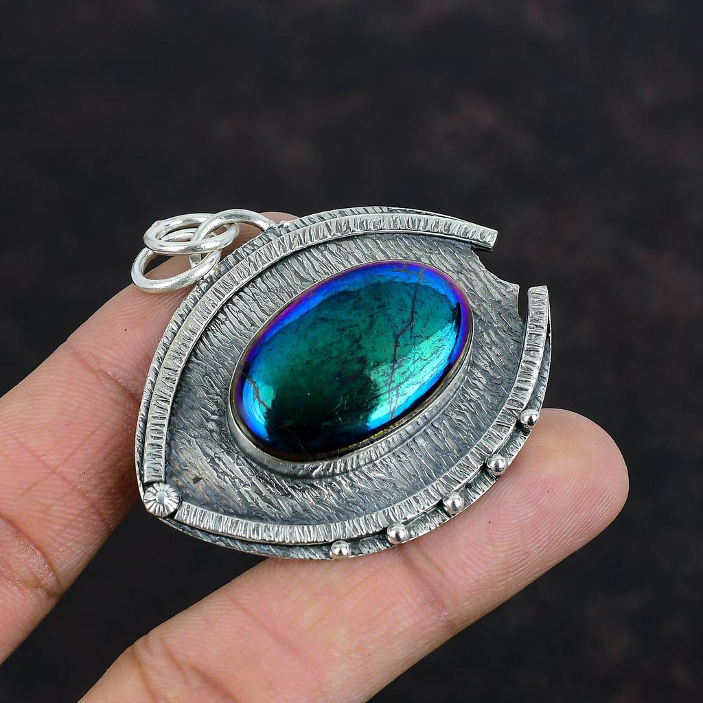 Rainbow Mystic Fire Labradorite Pendant 925 Sterling Silver Pendant Handmade Gemstone Pendant Elegant Jewelry Antique Pendant Gifts For Wife