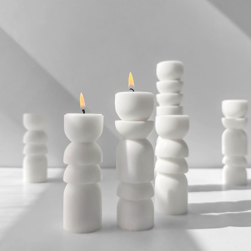 Pillar Candle Mold for DIY Candle Plaster Ornament Home Decor 3D Scented Candle Silicone Molds Non-stick Easy To Demold