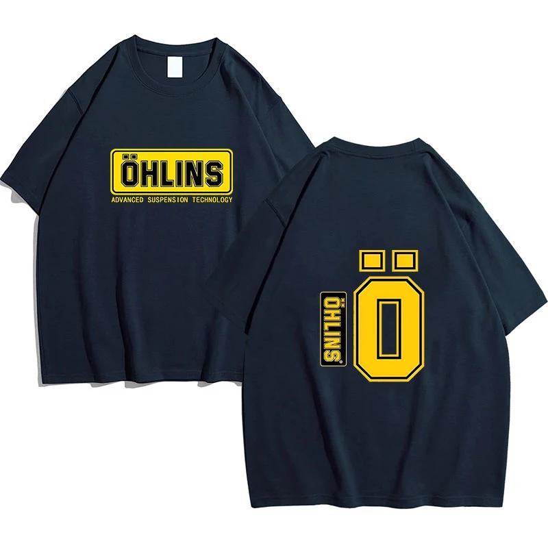 2024 Новая мужская уникальная спортивная гоночная футболка Ohlins из чистого хлопка Повседневная удобная и популярная футболка Shock Ohlins RXF34 M.2 для мужчин