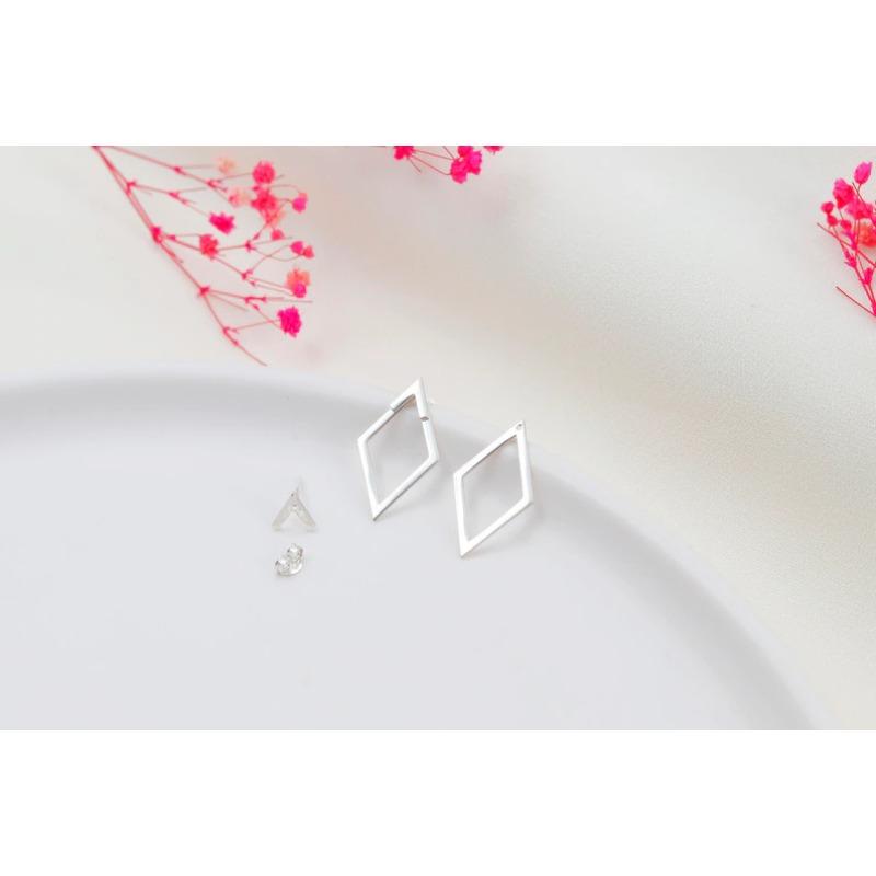 Популярные серьги ромбовидной формы с двухслойным дизайном, с нишевым темпераментом, элегантные и модные
