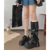 Black Retro British Platform Knight Boots Women's 2025 New Summer Versatile Boots Removable Mary Jane
