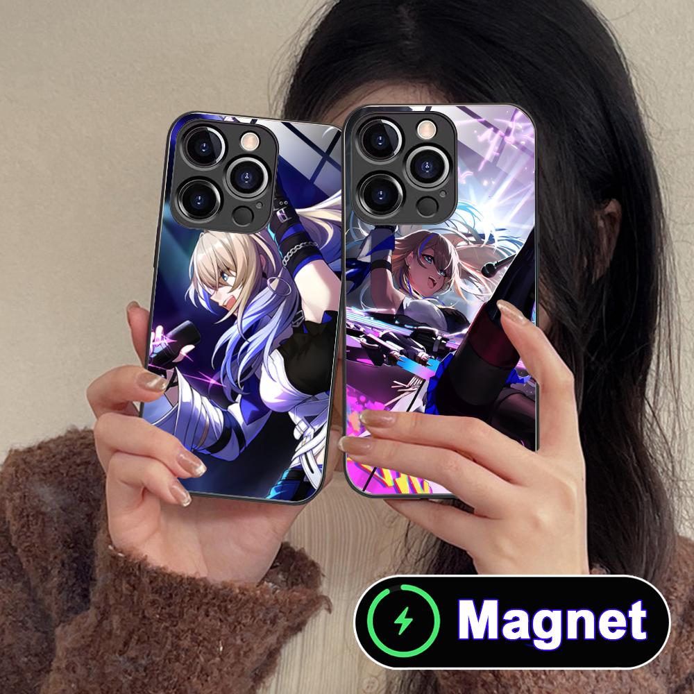 HSR Serval Стеклянный чехол MagSafe для мобильного телефона iPhone 17 16 15 14 13 12 11 Air Pro Max Plus Mini Цветной чехол