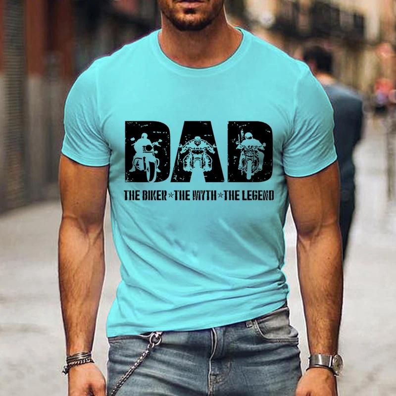 Мужская футболка Dad The Biker The Print Летние топы Футболки Мужские черные модные футболки Harajuku День отца с круглым вырезом Футболка Street