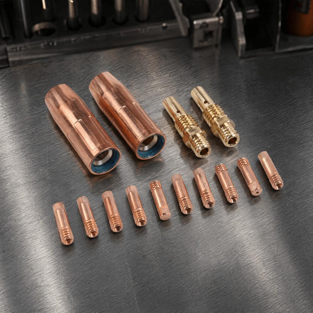 14pcs Standard Size Welding Machine Accessories Brass Gasless Nozzle For Professional Welding