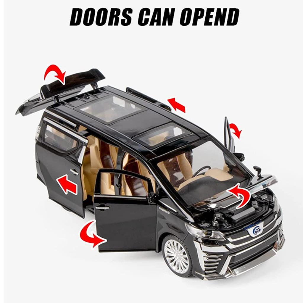 1/24 масштаб Vellfire MPV, литая под давлением модель автомобиля, игрушечный автомобиль с откатным механизмом, звуком и светом для детей, коллекция подарков для мальчиков и девочек