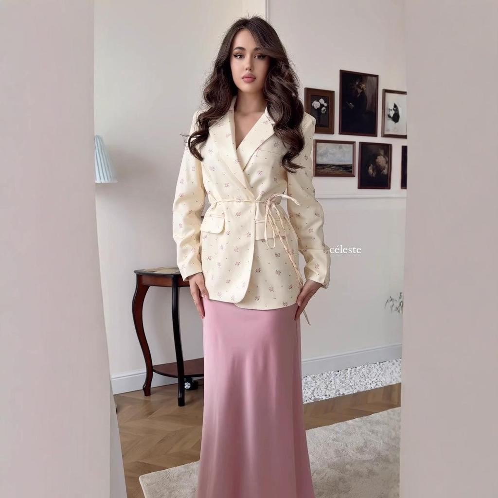 Женская приталенная пиджак-костюм с принтом в виде галстука, Осень 2025 - Европейский и Американский Стиль