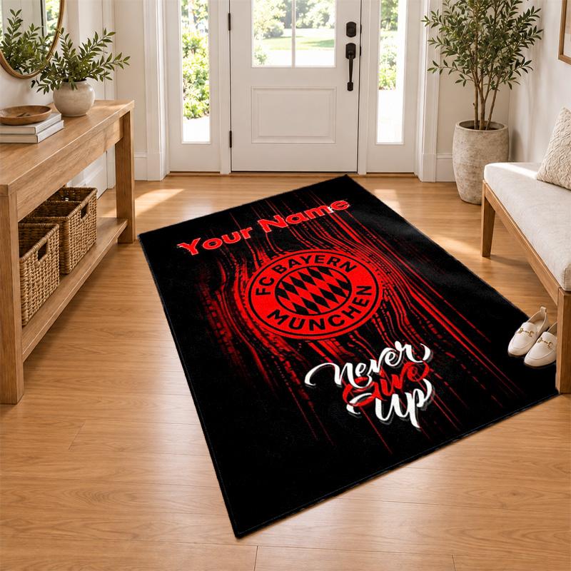 FC Bayern Munchen Custom Name Personalized Rug Non‑Slip Doormat Floor Carpet Housewarming Birthday Gift for Family Friends