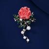 National Color And Natural Fragrance Peony Brooch High-End Women'S Dignified And Elegant Pearl Brooch Suit Coat Enamel Pin Accessories