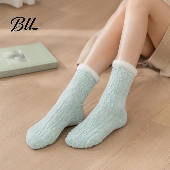 Edema Relief Socks Thickened Plush for Women, Soft Coral Fleece Slipper with Comfortable Lounge Towel Bottom Cushioning, Thermal Floor Autumn