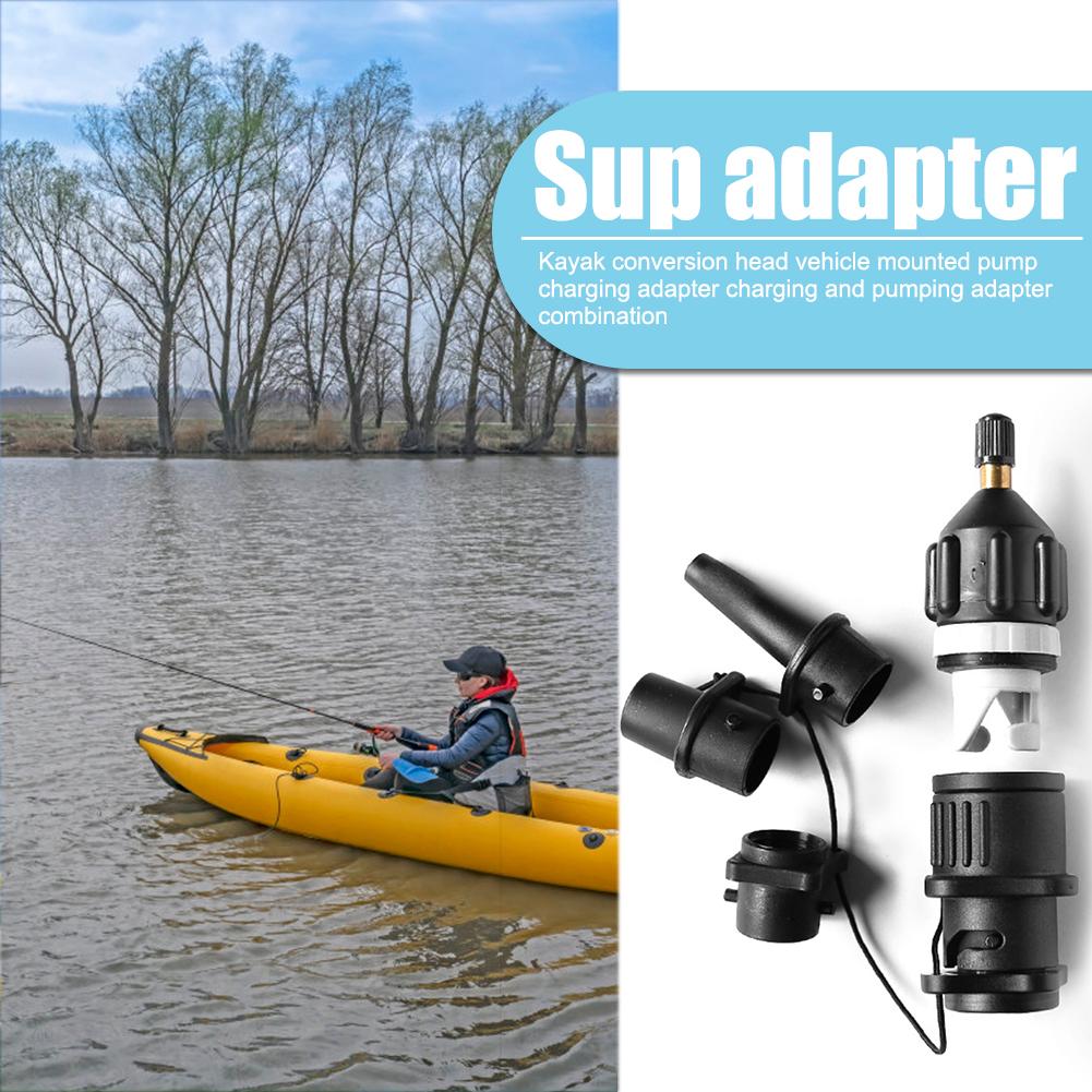 4 In1 Set Inflatable Pump Adapter with Air Valve Nozzles Paddle Boat Kayak Air Valve Pump Connector for SUP Stand-Up Paddleboard