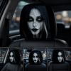 2 шт. Чехлы на подголовник с изображением призрака, 2D, эластичные, для автомобильного сиденья, декор салона автомобиля, универсальная посадка