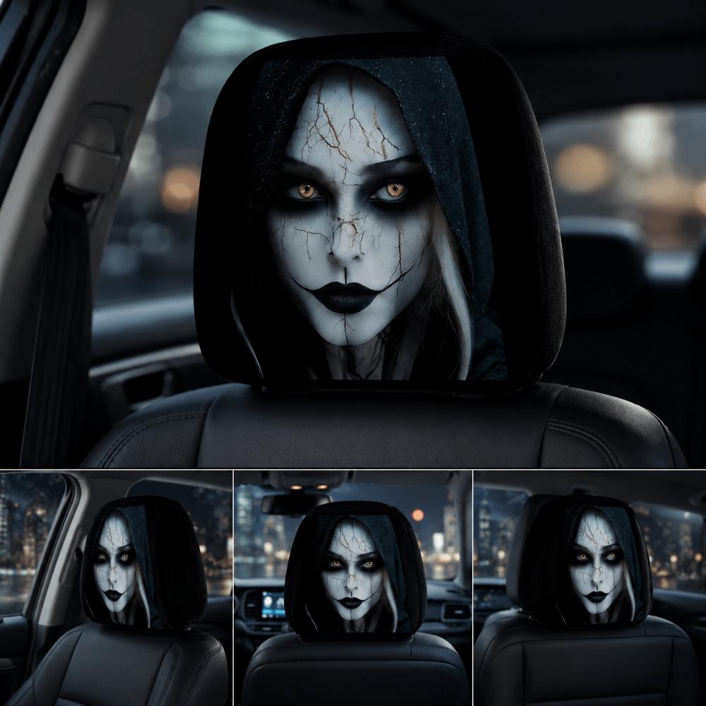 2 Pcs Halloween Accessories Car Headrest Covers Ghost Neck Pillowcase Car Interior