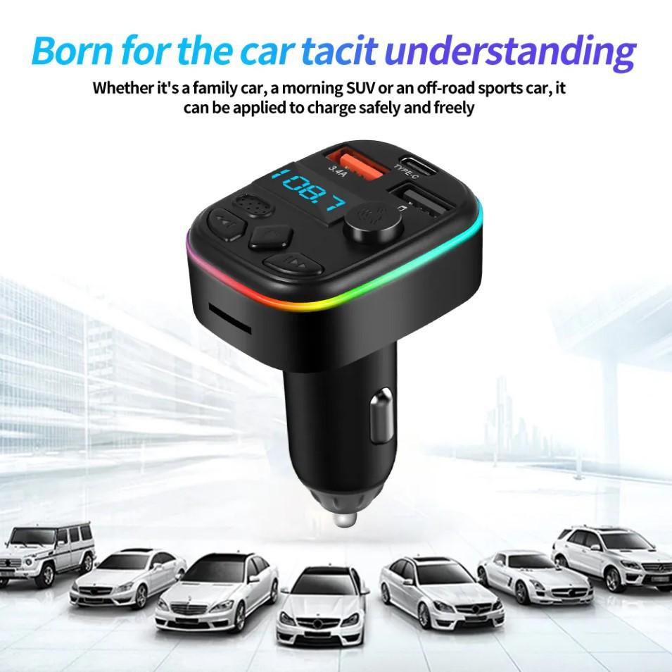 Автомобильный Bluetooth FM-передатчик с MP3, функцией громкой связи, слотом для карты и зарядным устройством 3A