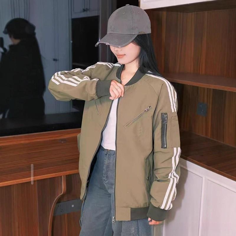 Mens Oversized Embroidered Bomber Jacket Casual Fall Workwear Baseball Collar Coat
